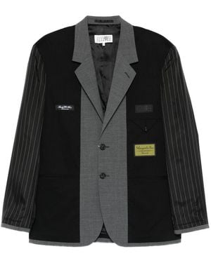 MM6 by Maison Margiela Pinstripe Panelled Blazer - Black