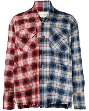 Greg Lauren Check-Pattern Cotton Shirt - Blue