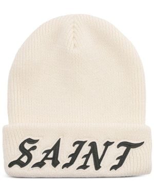 SAINT Mxxxxxx Logo-Appliqué Beanie Hat - White