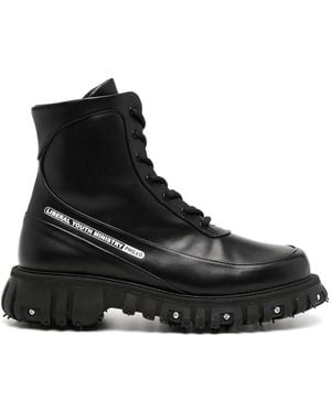 Phileo Screw-Detail Leather Ankle Boots - Black