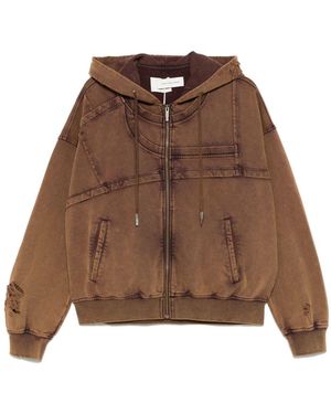 Feng Chen Wang Logo-Embroidered Hoodie - Brown