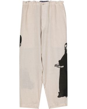 Yohji Yamamoto U-Lady Print Tapered Trousers - White