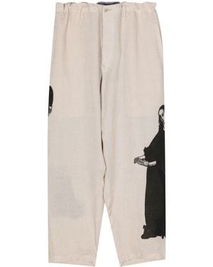 Yohji Yamamoto U-Lady Print Tapered Trousers - White
