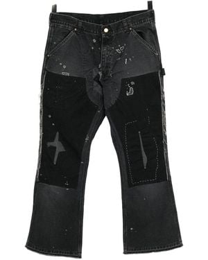 SAINT Mxxxxxx Patchwork Bootcut Jeans - Black