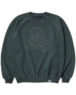 Neighborhood Skull-Embroidered Sweatshirt - Green