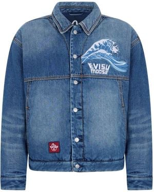Moose Knuckles X Evisu Graphic-print Cotton Jacket - Blue