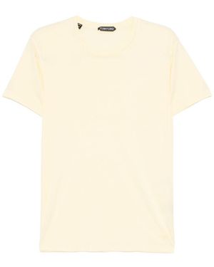 Tom Ford T-Shirt En Coton Pur À Col Rond - Natural