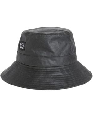 Barbour X A.P.C Logo-Patch Waxed-Cotton Bucket Hat - Gray