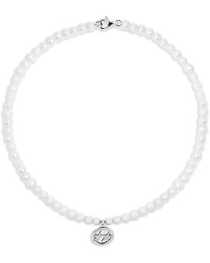 Twojeys Round Pearl Pendant Necklace - White