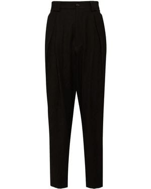 Giorgio Armani Single-Pleat Flannel Trousers - Black