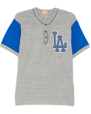 Whitesville Contrast-Sleeve Henley-Neck T-Shirt - Blue