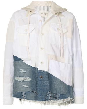 Greg Lauren Patchwork Hooded Overshirt - Blue