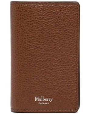 Mulberry Grain-Leather Card Case - Brown