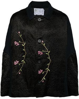By Walid Embroidered Single-breasted Coat - Black