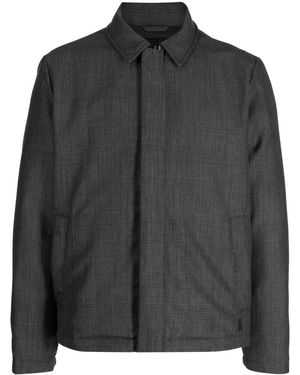 dunhill Plaid-Check Pattern Shirt Jacket - Black