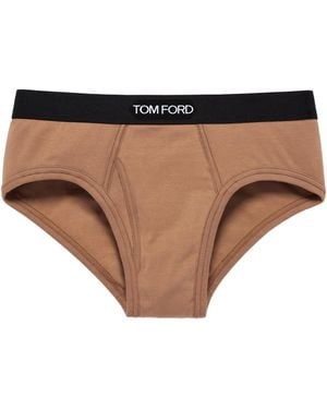 Tom Ford Logo-Waistband Briefs - Natural