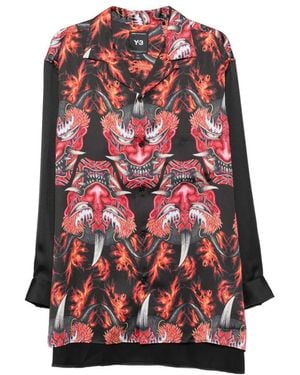 Y-3 Graphic-Print Button-Down Shirt - Red