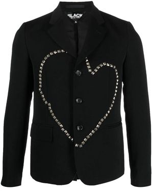 COMME DES GARÇON BLACK Heart Stud Embellished Wool Jacket - Black