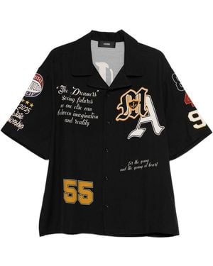Amiri Varsity Patch Oversized Camp Shirt - Black