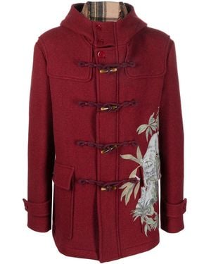 Etro Tiger-Print Duffle Coat - Red