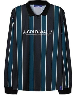 A_COLD_WALL* Loft Ls Striped Long-Sleeve Polo Shirt - Blue