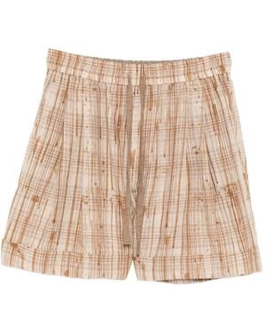 Ziggy Chen Plaid Shorts - Natural
