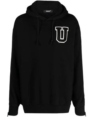 Undercover Lettered Cotton Hooded Sweatshirt - Black