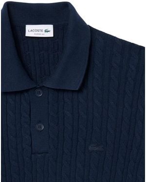 Lacoste Cable-Knit Polo Shirt - Blue