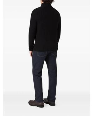 Belstaff Ribbed-Knit Half-Zip Sweater - Black