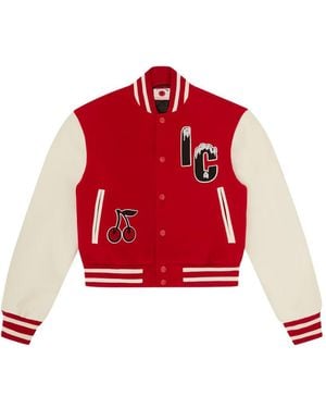 ICECREAM Striped Appliquéd Jacket - Red