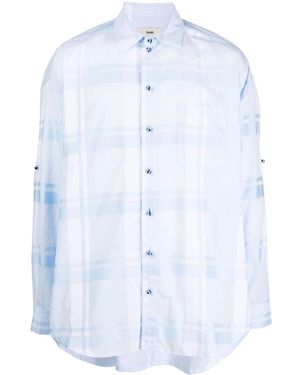 GmbH Semi-Sheer Plaid Cotton Shirt - Blue