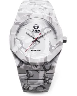 Aape By A Bathing Ape X D1 Camo Carbon Limited Edition 40Mm Watch - Grey