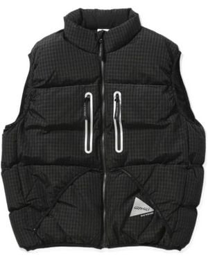 and wander Gadded Gingham-Pattern Gilet - Black