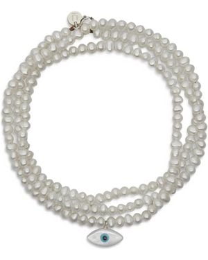 Undercover Eye-Pendant Pearl-Beaded Bracelets - Metallic