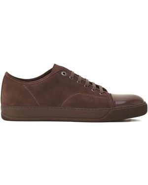 Lanvin Suede Leather Cap-Toe Sneakers - Brown