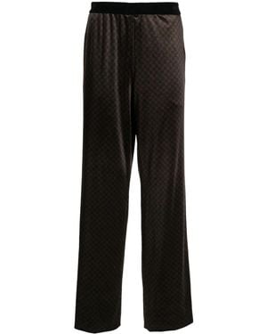 Balmain Monogram-Jacquard Straight-Leg Trousers - Black