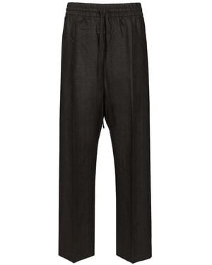 Fear Of God Striped Wool Wide Leg Drawstring Trousers - Black
