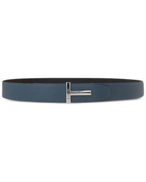 Tom Ford T-Buckle Leather Belt - Blue