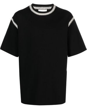 Nanushka Crochet-trim Crew-neck T-shirt - Black