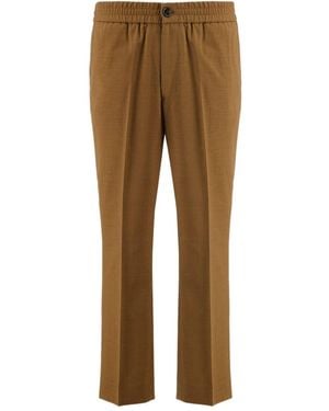 Ami Paris Elasticated-Waist Wool Trousers - Natural