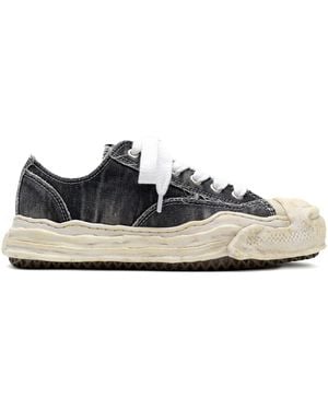 Maison Mihara Yasuhiro Hank Bleach-Denim Low-Top Trainers - Black