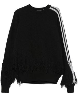 Y-3 Fringed-Detail Side-Stripe Sweatshirt - Black