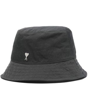 Ami Paris Ami De Coeur-Logo Bucket Hat - Grey