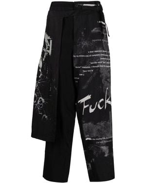 Yohji Yamamoto Overlapping-Panel Straight-Leg Trousers - Black