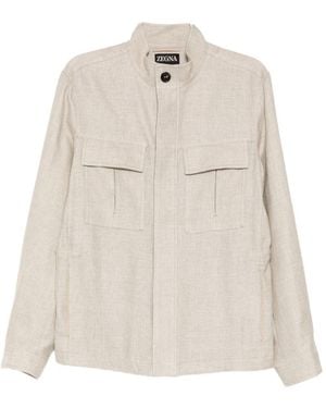 ZEGNA Stand-Collar Flap-Pocket Jacket - White