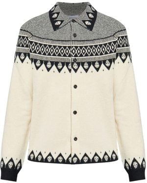 McQueen Skull-Motif Wool Cardigan - Black