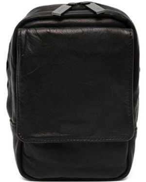 Yohji Yamamoto Scratch Leather Messenger Bag - Black