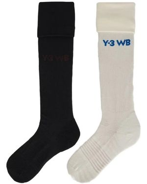 Y-3 X Wales Bonner Logo-Print Knee-High Socks (Set Of Two) - Black