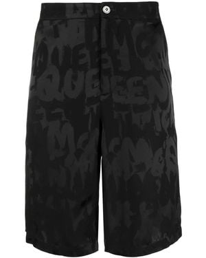 McQueen Graffiti Logo-Jacquard Shorts - Black