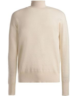 Bally Monogram-Jacquard Roll-Neck Jumper - White